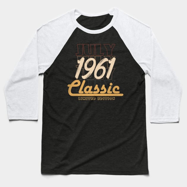 july 1961 birthday Baseball T-Shirt by BizZo